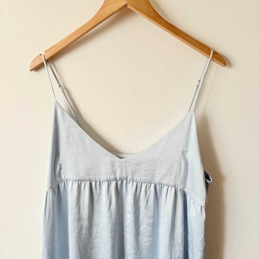 Aritzia Wilfred Lover Satin Babydoll Dress Light Baby Blue Size Large - Picture 7 of 10